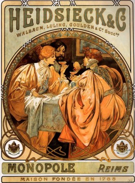 アルフォンス・ミュシャ Painting - Heidsieck and Co 1901 チェコ アール ヌーボー独特のアルフォンス ミュシャ